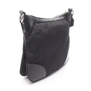 Prada nylon crossbody bag trim leather Tessuto black shoulder